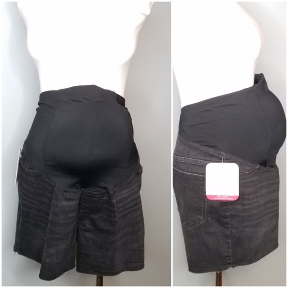 Isobel Maternity Black Midi Short + Crossover Pane